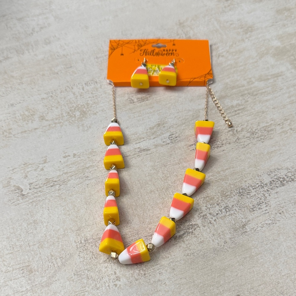 Colorful Candy Corn Necklace and Earring Set
